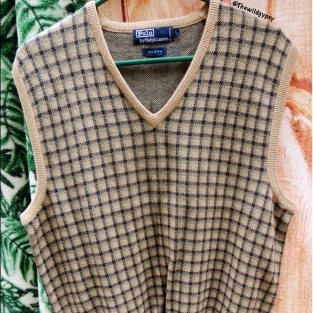 Vintage Ralph Lauren checkered chunky knit sweater vest 🍂